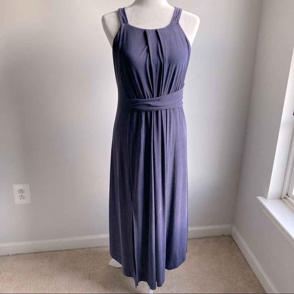 Anthropologie Maeve Blue Maxi Dress Sleeveless Tie Waist